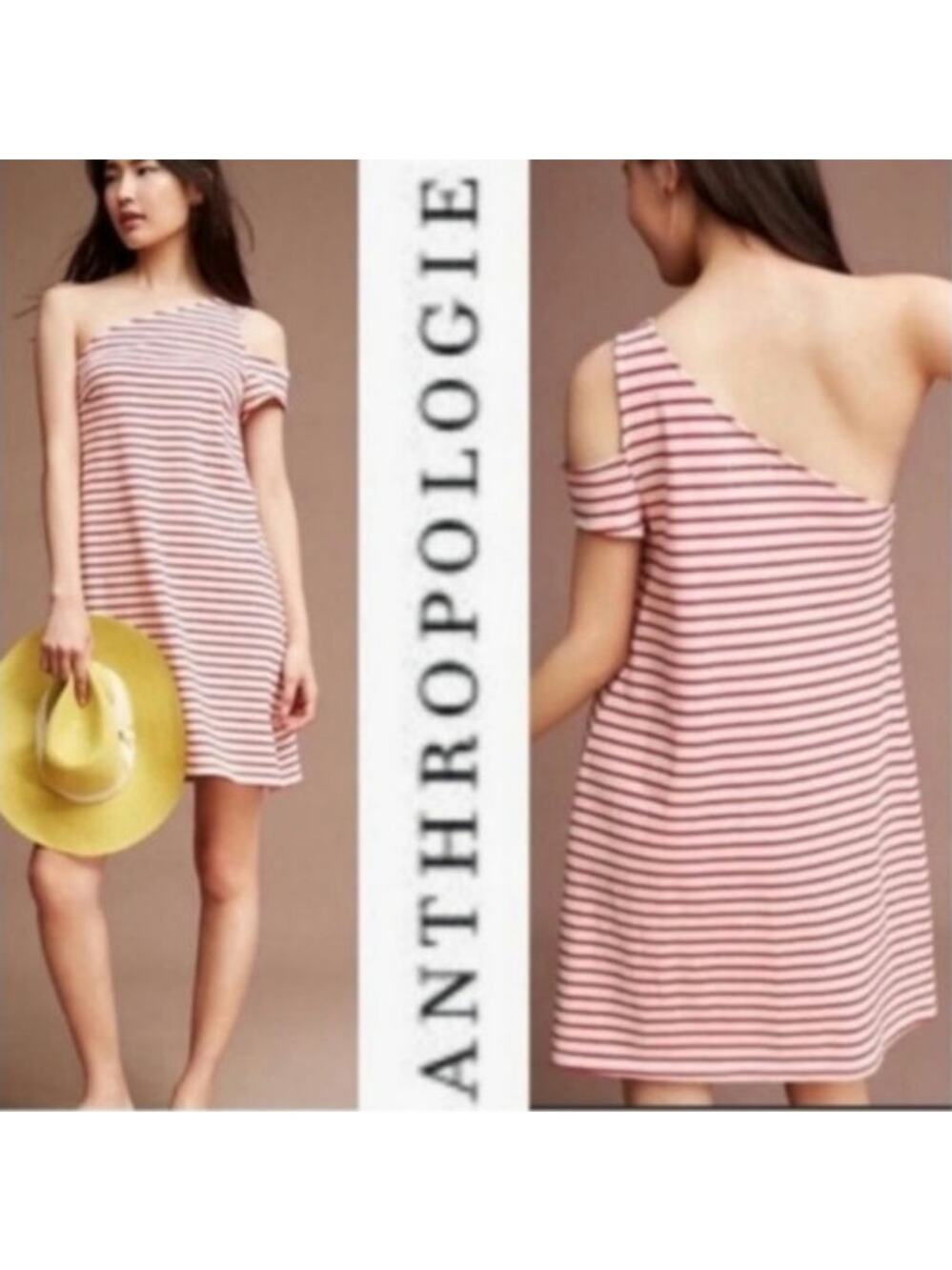 Anthropologie Maeve Margeta Striped One Shoulder Cold Shoulder Dress Size XS